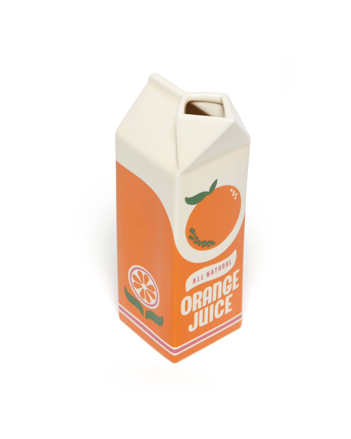 Rise and Shine Vase in Form eines Orangensaftkartons