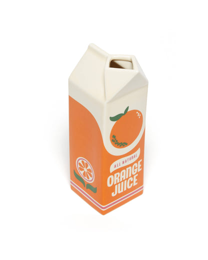 Rise and Shine Vase in Form eines Orangensaftkartons