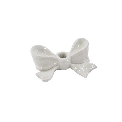 Kerzenhalter - Schleife - Keramik - Weiß - 18x9x7 cm