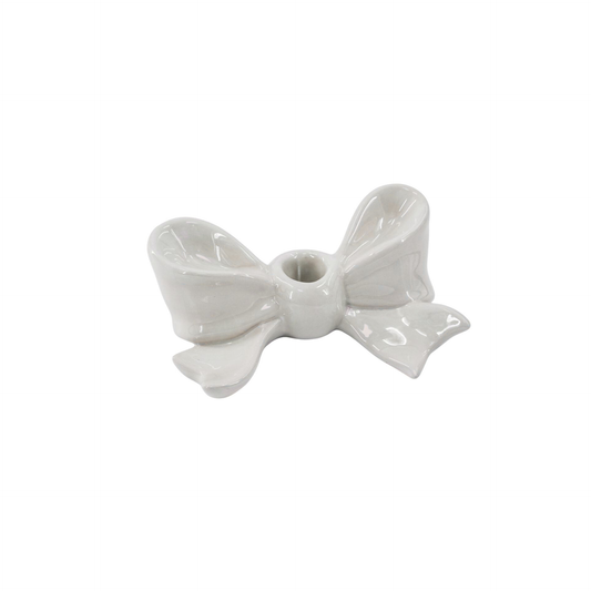 Kerzenhalter - Schleife - Keramik - Weiß - 18x9x7 cm