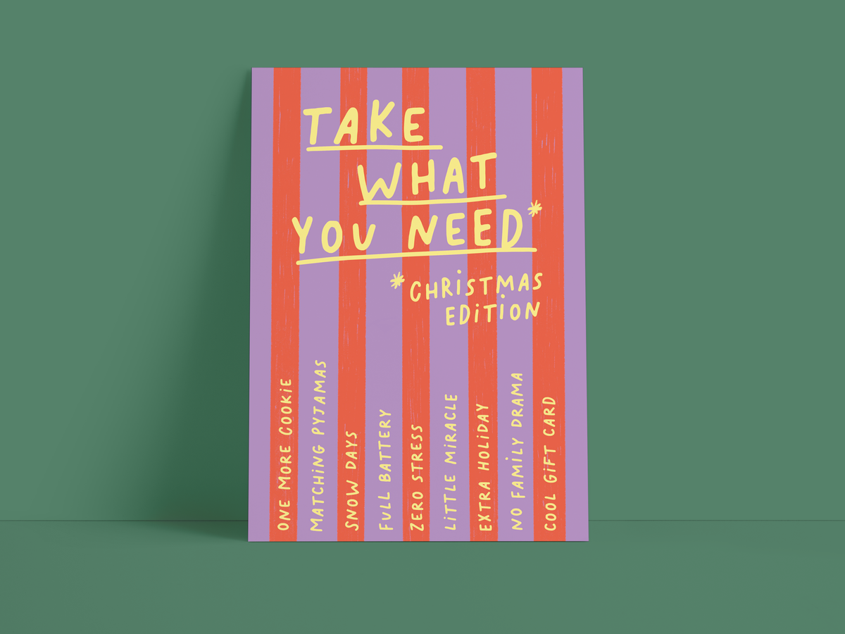 Postkarte / Weihnachten / take what you need / Pink