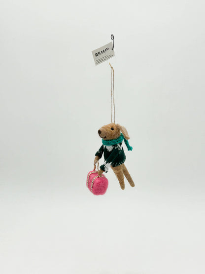 Filz-Hundfigur mit Tasche - Weihnachtsbaumschmuck - FE445