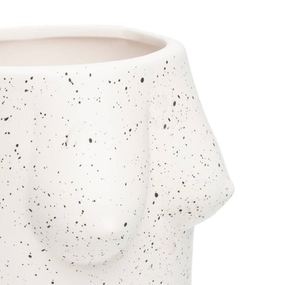 Blumenvasen-Behälter mit Brüstendesign, weiß – handbemalt von Helio Ferretti