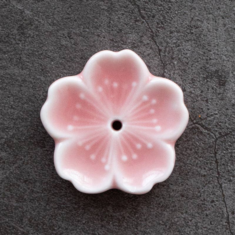Gohobi Handgefertigte Keramik-Blumenornament Räucherstäbchenhalter
