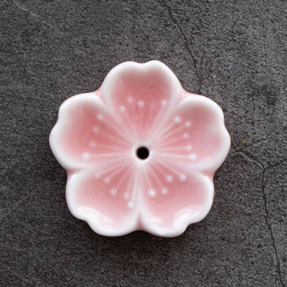 Gohobi Handgefertigte Keramik-Blumenornament Räucherstäbchenhalter