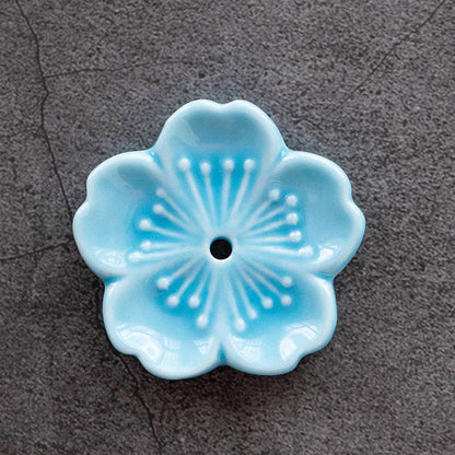 Gohobi Handgefertigte Keramik-Blumenornament Räucherstäbchenhalter