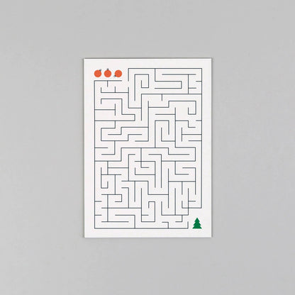 Postkarte Holzschliff Weihnachtskarte Ted Labyrinth