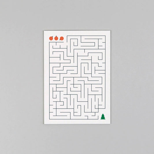 Postkarte Holzschliff Weihnachtskarte Ted Labyrinth