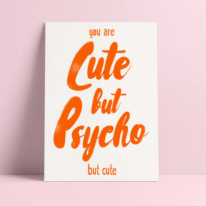 Postkarte Cute but Psycho But Cute NEON risograph