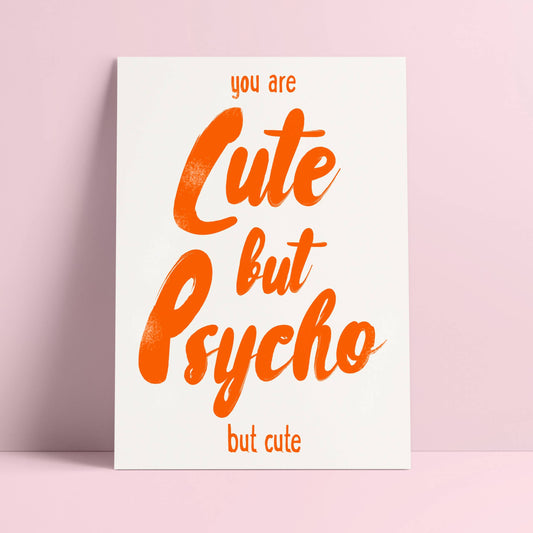 Postkarte Cute but Psycho But Cute NEON risograph