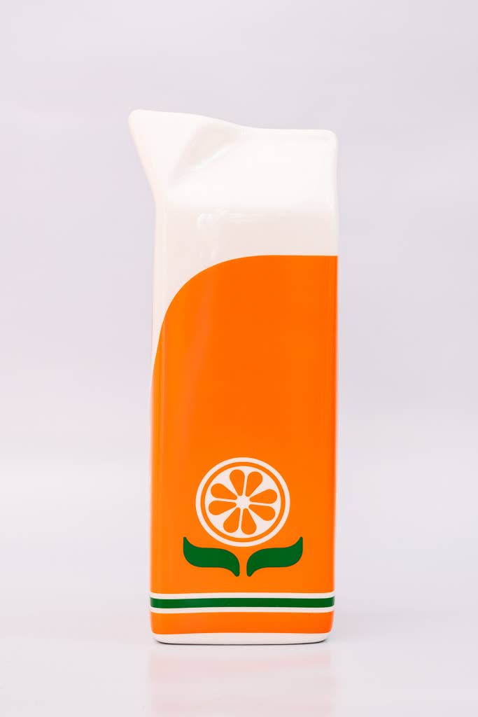 Rise and Shine Vase in Form eines Orangensaftkartons