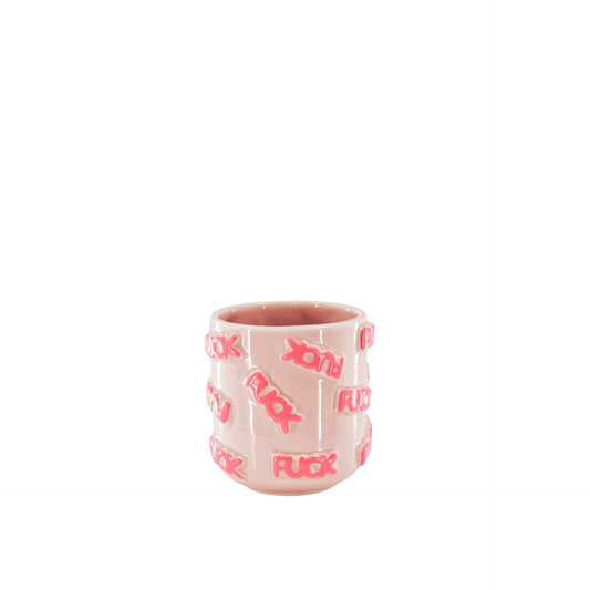 Topf - 'FUCK' - Keramik - Rosa - 11x11x11,5cm