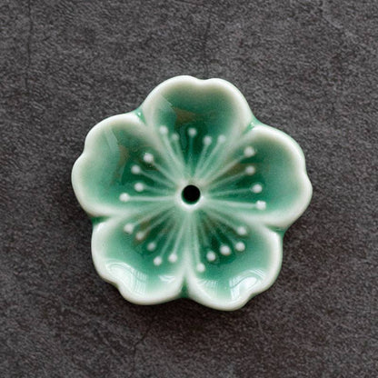Gohobi Handgefertigte Keramik-Blumenornament Räucherstäbchenhalter