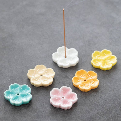 Gohobi Handgefertigte Keramik-Blumenornament Räucherstäbchenhalter