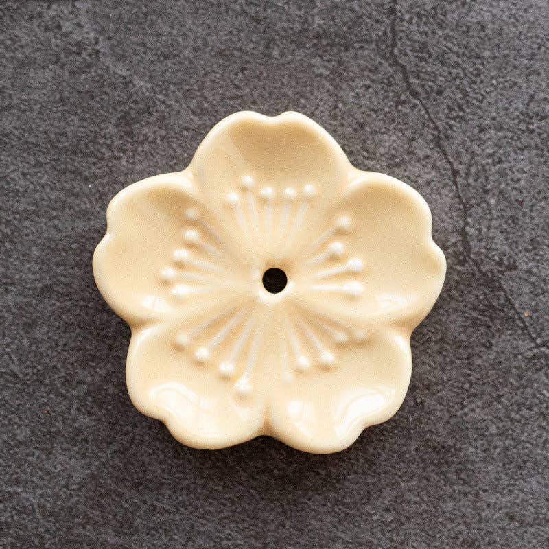 Gohobi Handgefertigte Keramik-Blumenornament Räucherstäbchenhalter