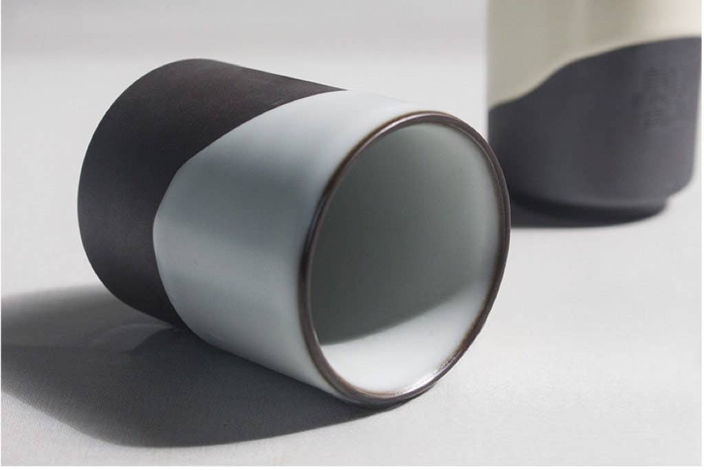 Gohobi Keramik Japanischer Stil Schwarz & Weiß Teetasse Yunomi