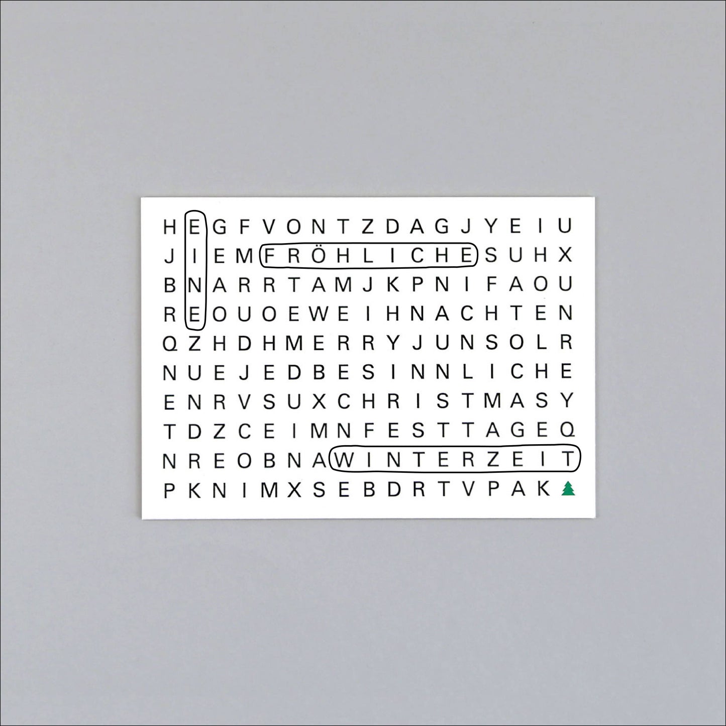 Postkarte Holzschliff Weihnachtskarte Ted Rätsel