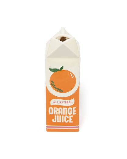 Rise and Shine Vase in Form eines Orangensaftkartons