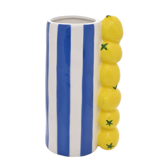 Hestia Zitronen-Vase mit blauen Streifen