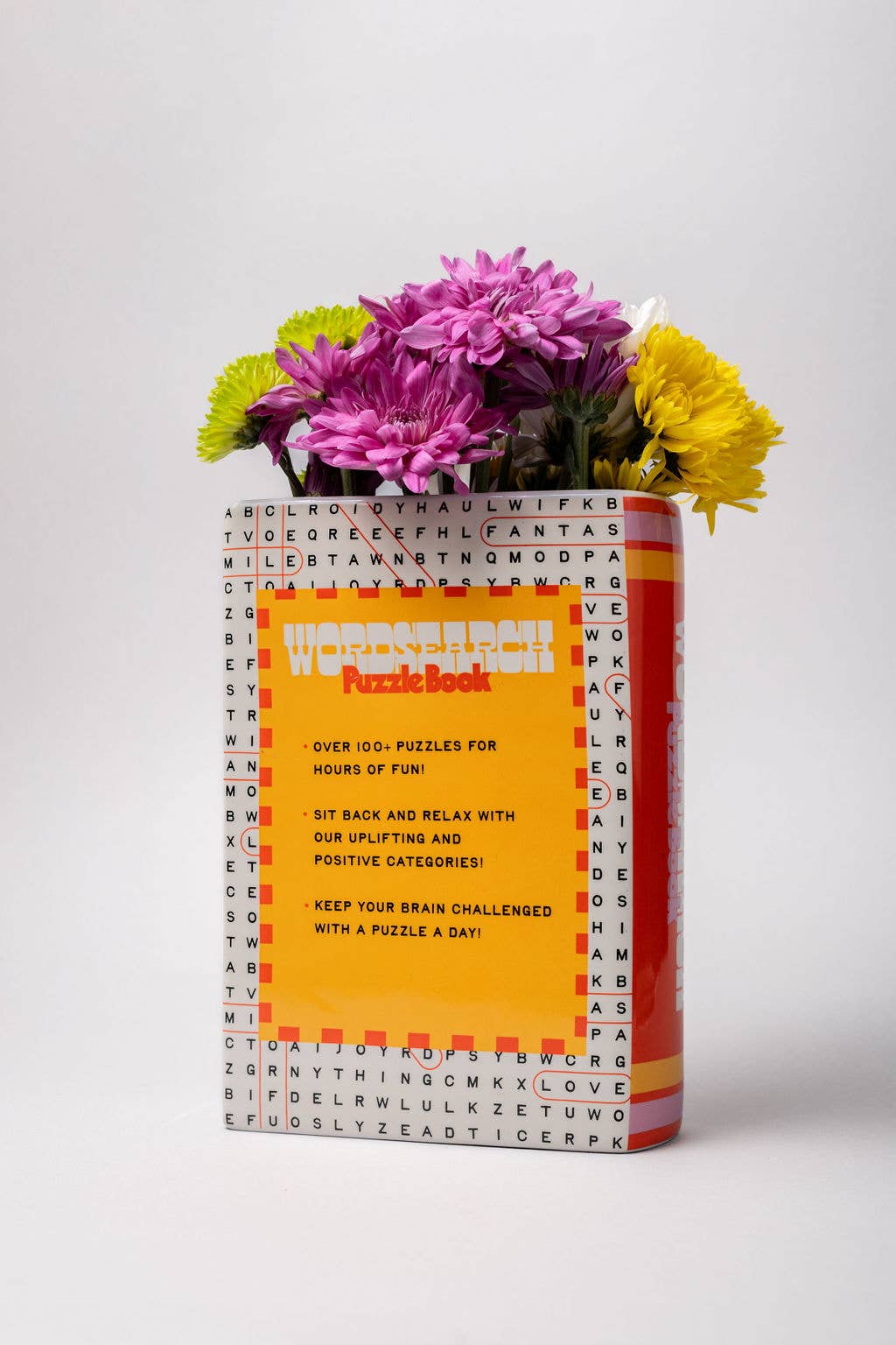Buchvase mit Suchworträtsel-Design