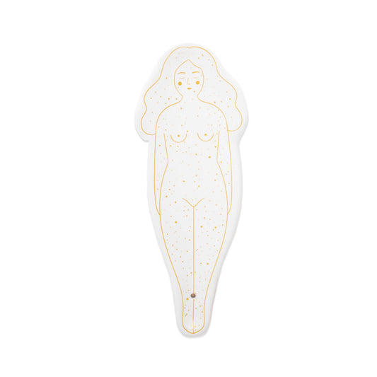 Weißer Räucherstäbchenhalter mit Frauenkörper-Motiv – Handbemalt, Helio Ferretti