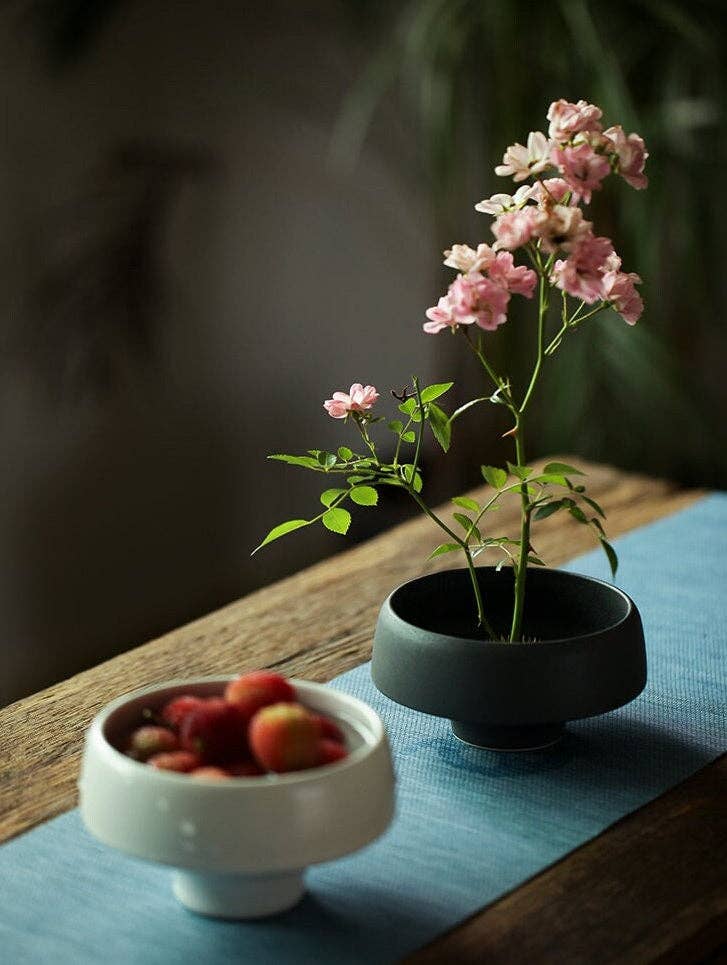 Gohobi Moderne Schwarz-Weiß Ikebana Vase