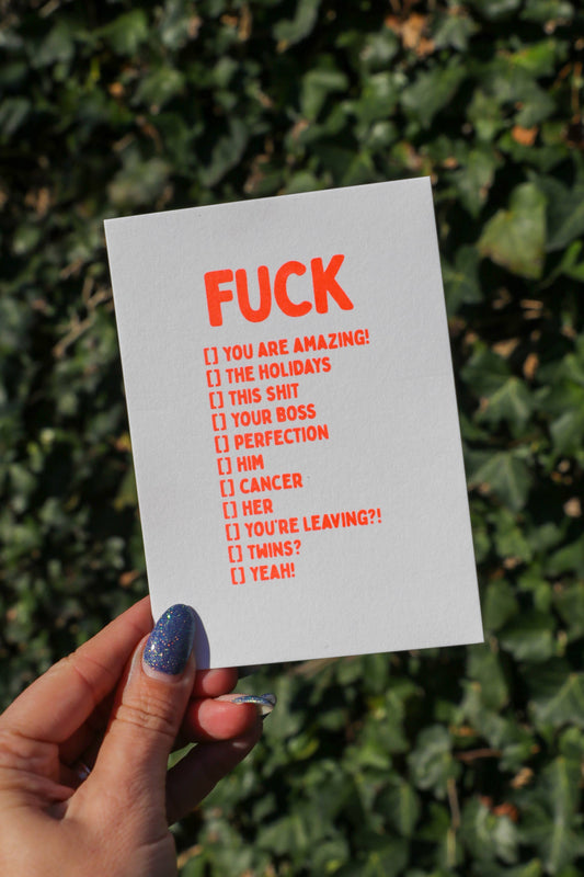 FUCK you are amazing, him, cancer, holidays Postkarte