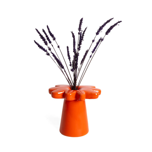 Orange Margeritenvase von Helio Ferretti