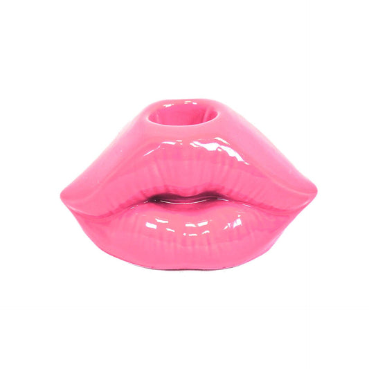 Kerzenhalter - Lip - Keramik - Neonpink - 10,5x6,5x5,5cm