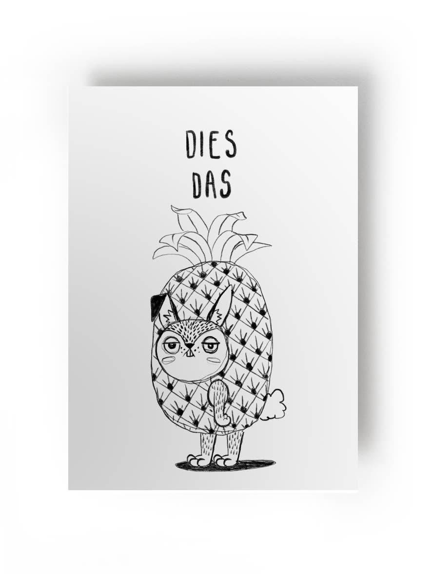Postkarte mit Hase und Ananas // Dies das // sehr sehr nice