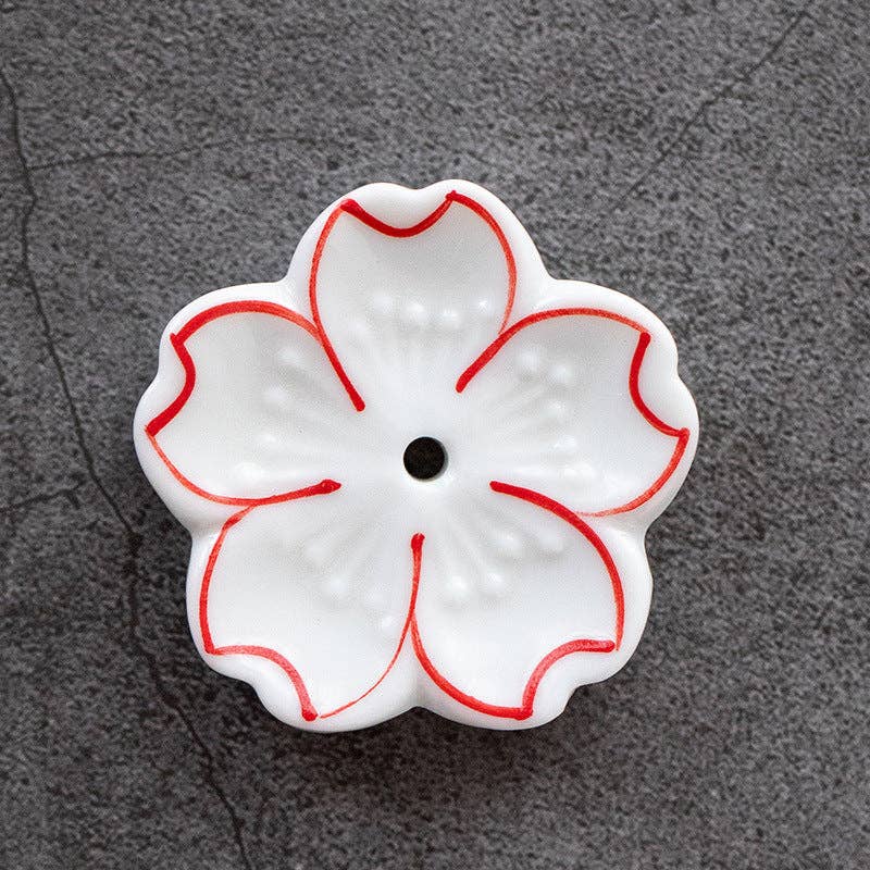 Gohobi Handgefertigte Keramik-Blumenornament Räucherstäbchenhalter