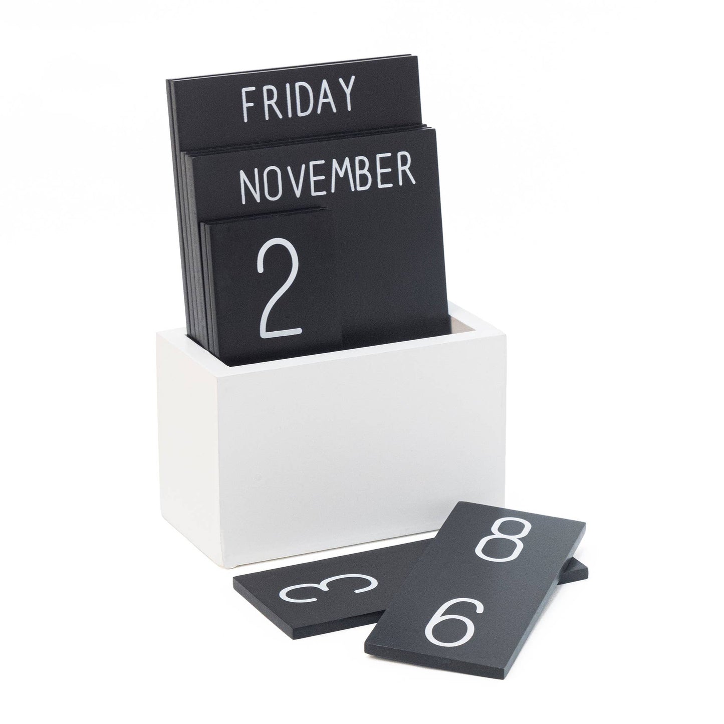 Schwarzer ewiger Holzkalender HF
