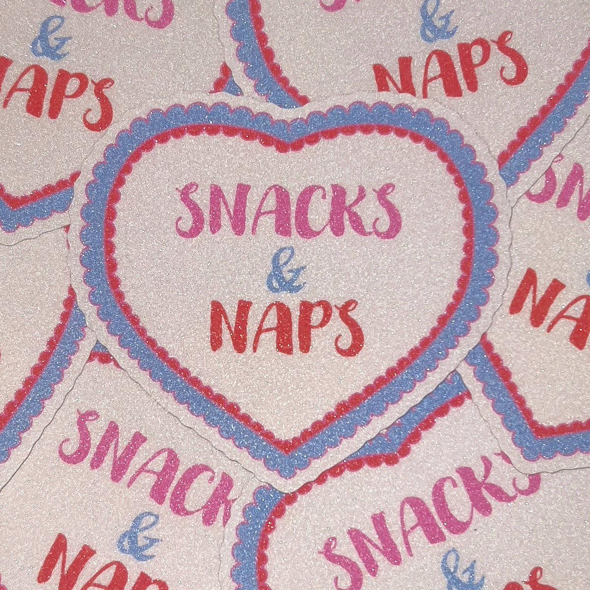 Snacks & naps - Sand Glitzer Vinyl Sticker
