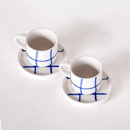 Espresso Grid - mare blue (2er Set - 4 Teile)