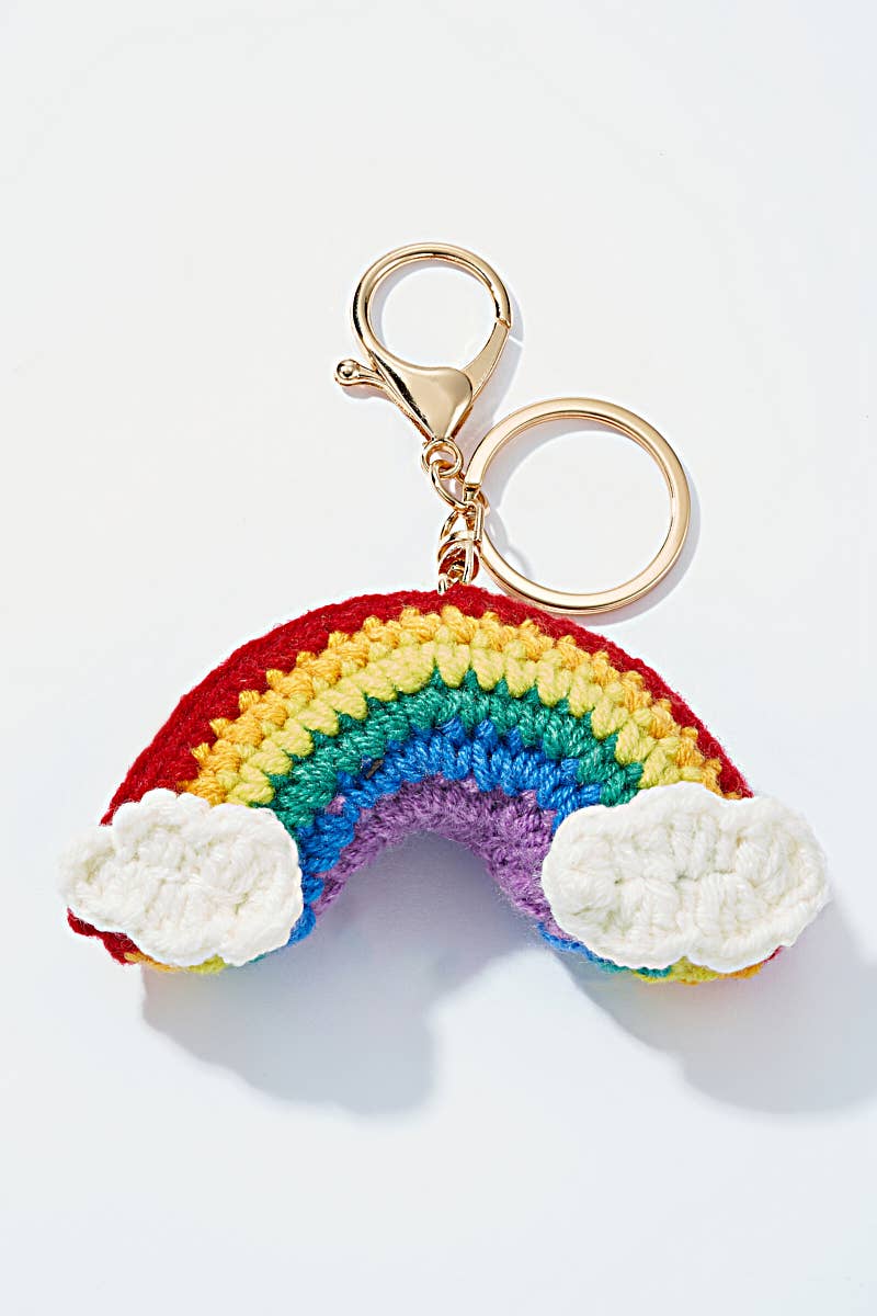 Gehäkelter Regenbogen-Taschenanhänger und Schlüsselanhänger PC011HZ