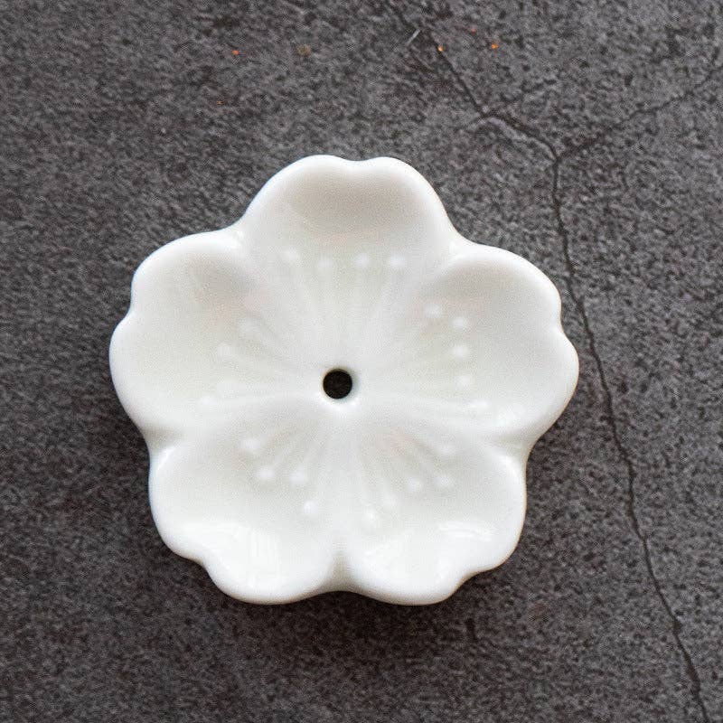 Gohobi Handgefertigte Keramik-Blumenornament Räucherstäbchenhalter