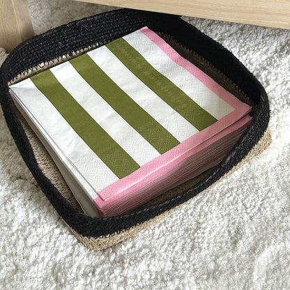 Gestreifte Papierserviette in Khaki, 20 Stück