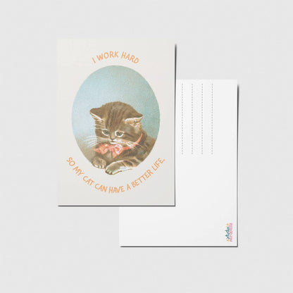 I work hard - A6 Postkarte