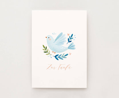 Kinder Karte - Zur Taufe Vogel