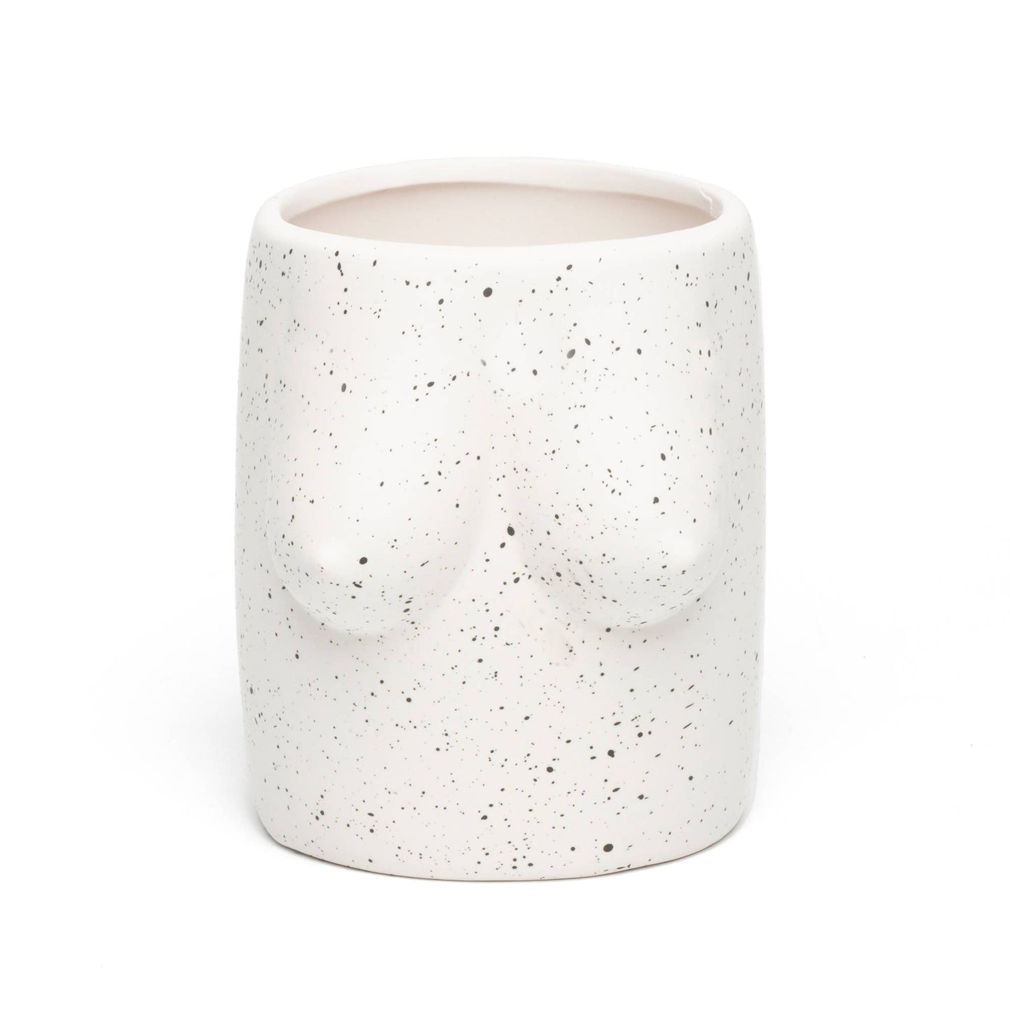 Blumenvasen-Behälter mit Brüstendesign, weiß – handbemalt von Helio Ferretti
