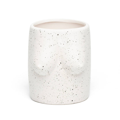 Blumenvasen-Behälter mit Brüstendesign, weiß – handbemalt von Helio Ferretti