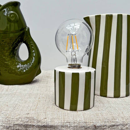 LED-Deko Rayure khaki, batteriebetrieben, Ø 8,8 H 17,5 cm