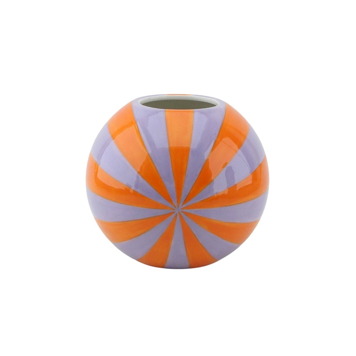 Vase – bunte Swirl-Blumenvase in Orange/Lila, 15 x 15 x 13,5 cm