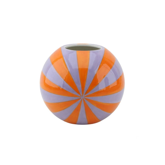 Vase – bunte Swirl-Blumenvase in Orange/Lila, 15 x 15 x 13,5 cm