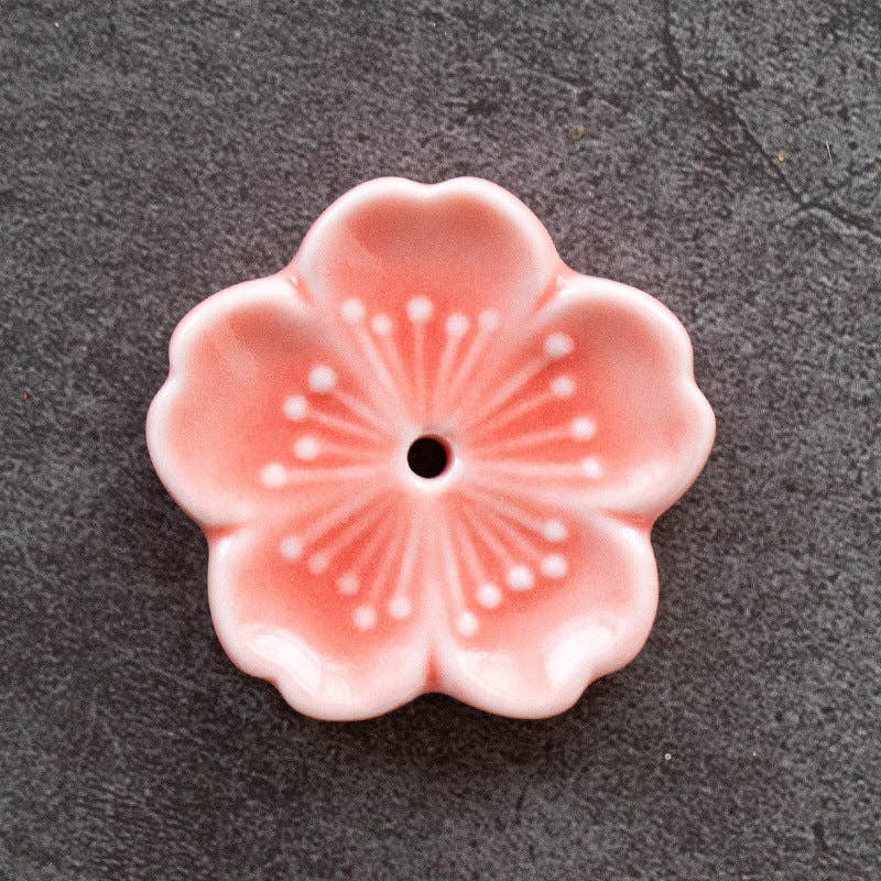 Gohobi Handgefertigte Keramik-Blumenornament Räucherstäbchenhalter