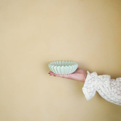 Schale - Gefaltete Schale - Keramik - Mint - 15x15x4,5 cm