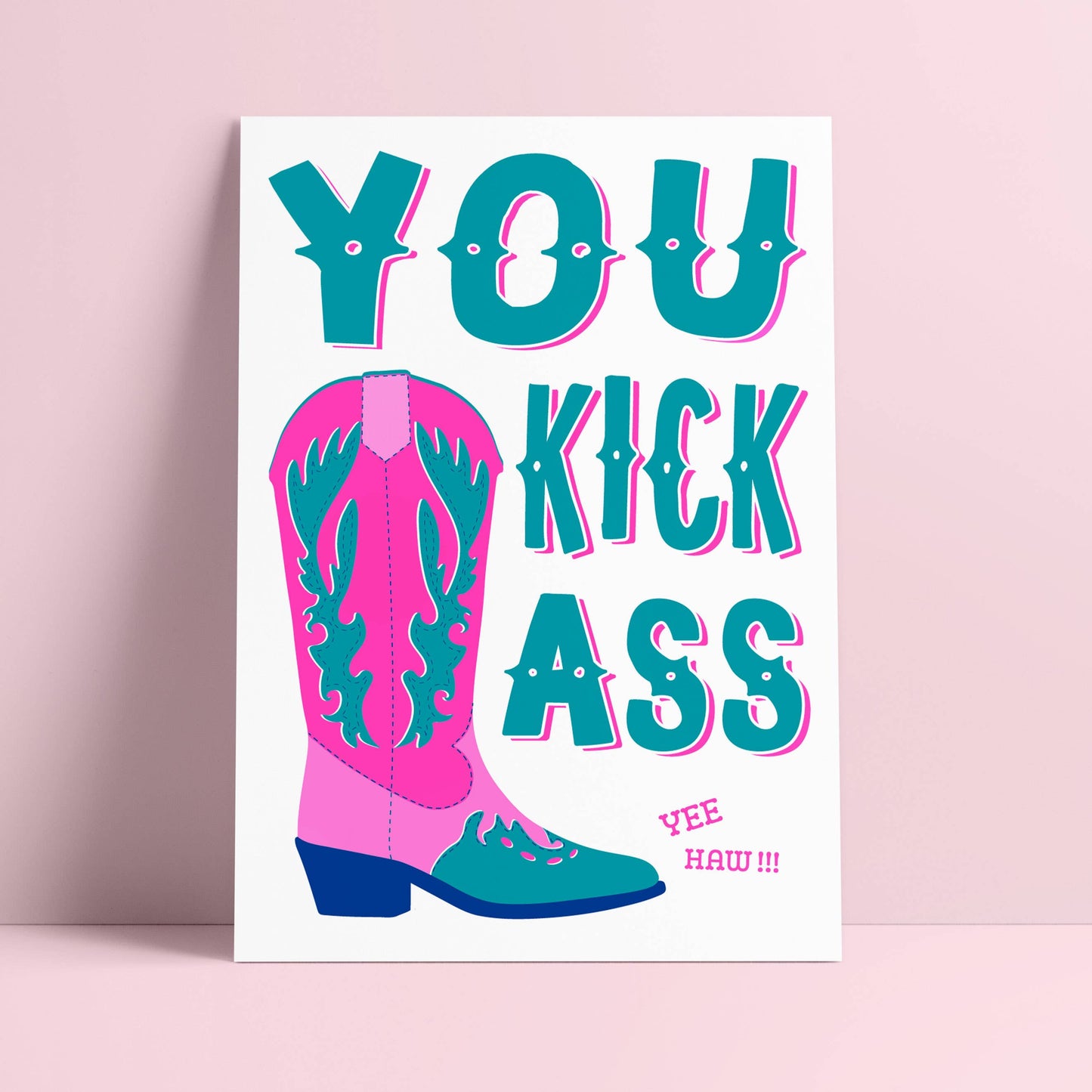 You kick ass Cowboy-Stiefel Riso-Druck