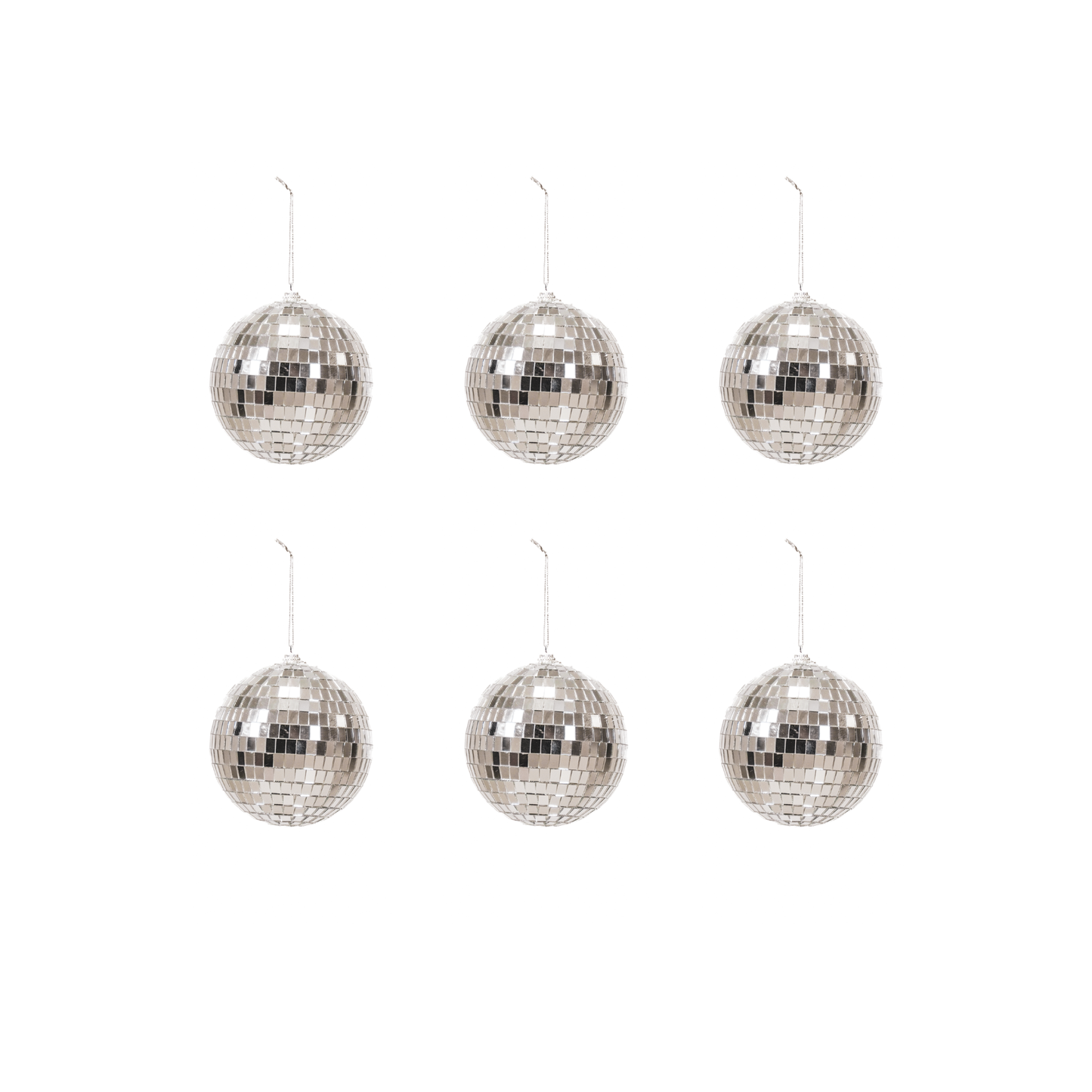 Weihnachtsdekoration - Weihnachtshänger - Discokugel - Schaumstoff - Set aus 6 - Silber - 6x6x6cm