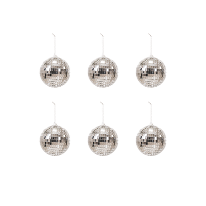 Weihnachtsdekoration - Weihnachtshänger - Discokugel - Schaumstoff - Set aus 6 - Silber - 6x6x6cm