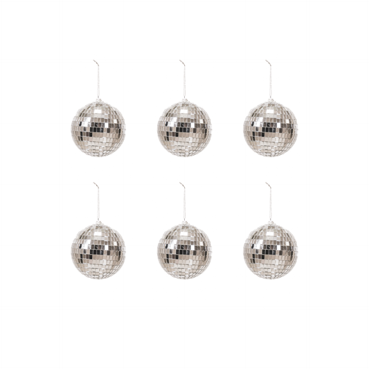 Weihnachtsdekoration - Weihnachtshänger - Discokugel - Schaumstoff - Set aus 6 - Silber - 6x6x6cm
